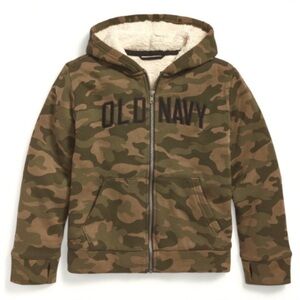 Old Navy Boys Logo-Graphic Sherpa-Lined Zip Hoodie (Size: M)